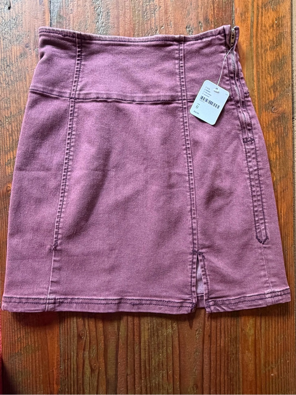NWT Free People Modern Femme Denim Mini Skirt Purple 0 Mauve Plum Faded
